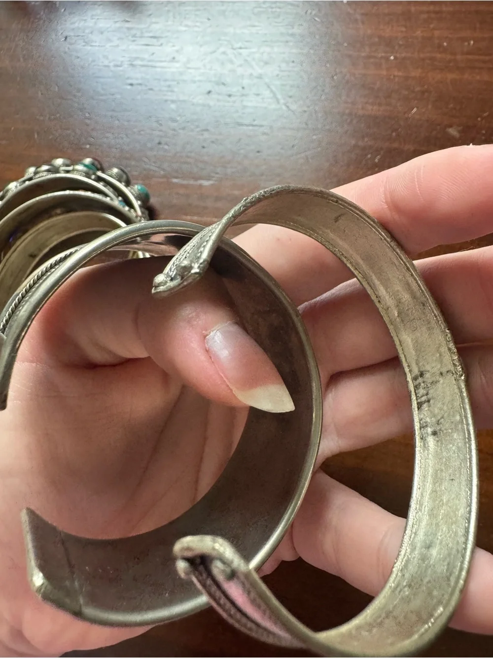 Vintage Lot of Six Silver Tone Rhinestone Bangle Bracelets